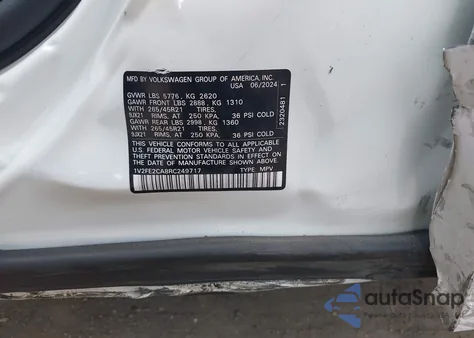 2024 Volkswagen Atlas Cross Sport 2.0T Sel Premium R-Line z USA, uszkodzony, nr VIN 1V2FE2CA8RC249717